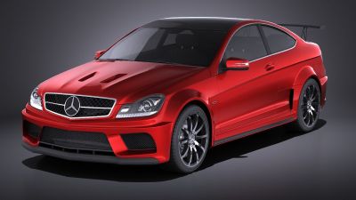 Mercedes C63 AMG Black 2014 VRAY